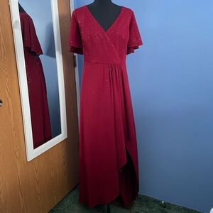 Ever Pretty Sparkling Burgundy High Low Dress